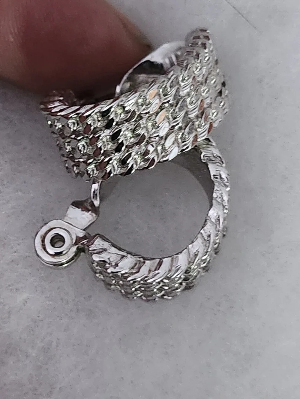 Monet Silver Tone Textured Hoop Clip On Earrings